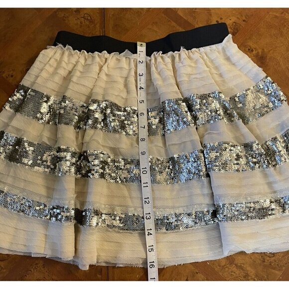 Free People Sparkle And Stripe Sequin Tiered Mini Skirt Size S Holiday Party - Picture 11 of 11